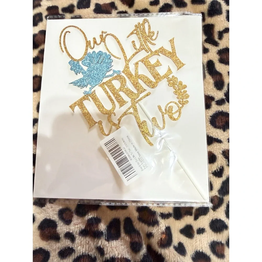 Gold Turkey Cake Topper Birthday Decoration Thanksgiving Theme Cardboard‎